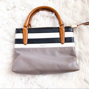 COACH Mini Borough Bag Gray Bar Stripe